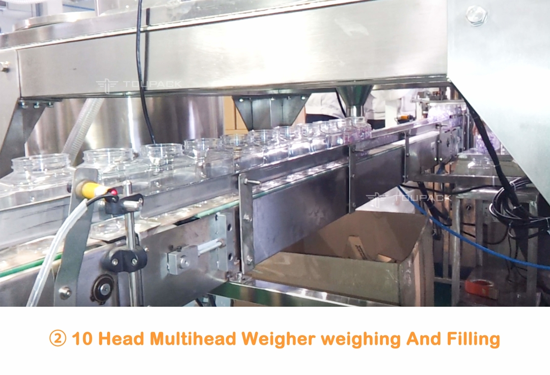 La lavanderia automatica del pesatore di Multihead di 10 teste borda il barattolo può sistema dell'imballaggio e dell'imbottigliamento