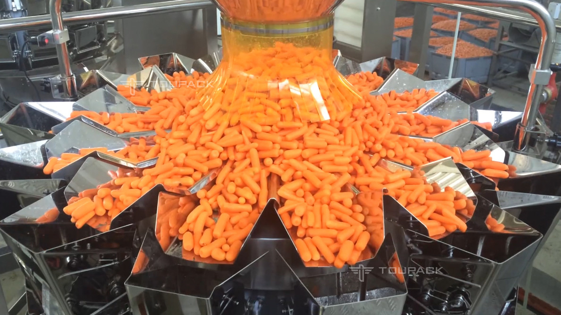 SS316 che pesa la carota di bambino verticale del crescione 500g della lattuga della macchina di rifornimento che pesa imballaggio individuando macchina