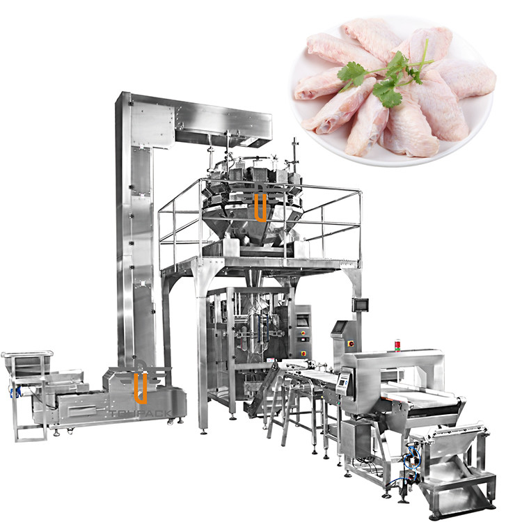 VFFS Vertical Weighing Filling Machine Macchina di imballaggio per mangimi congelati Broiler Wing Chicken Leg Duck Neck