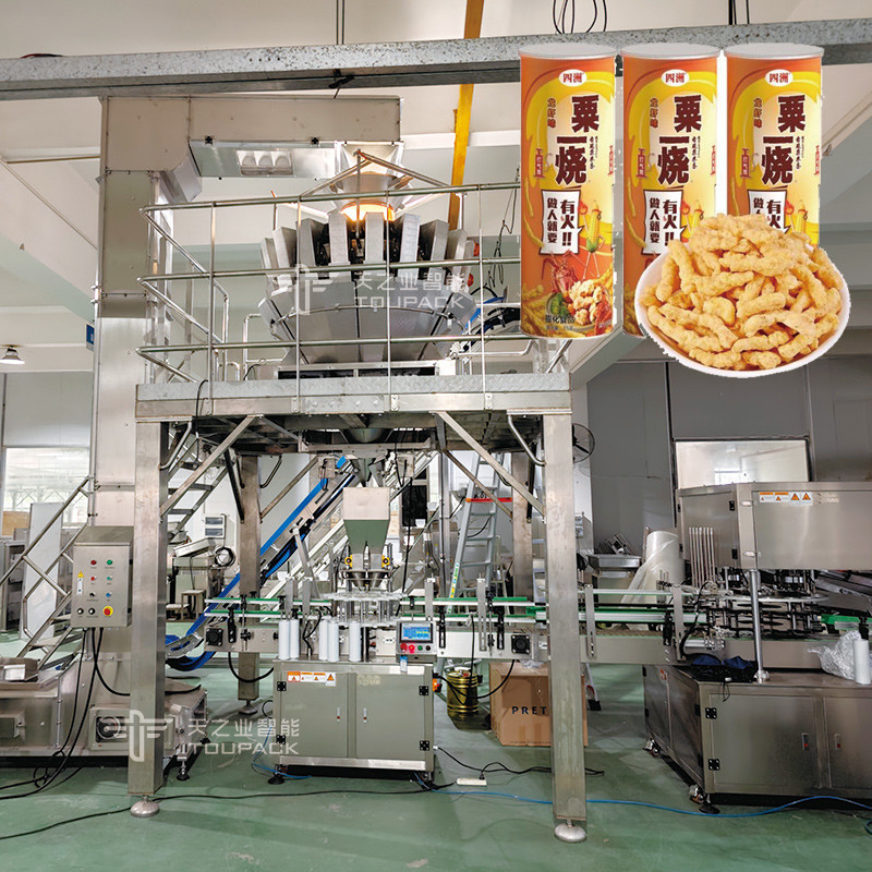 Macchine di riempimento di scatole alimentari a fiocco completamente automatiche Bugle Cracker di gamberi Macchine di riempimento di barattoli