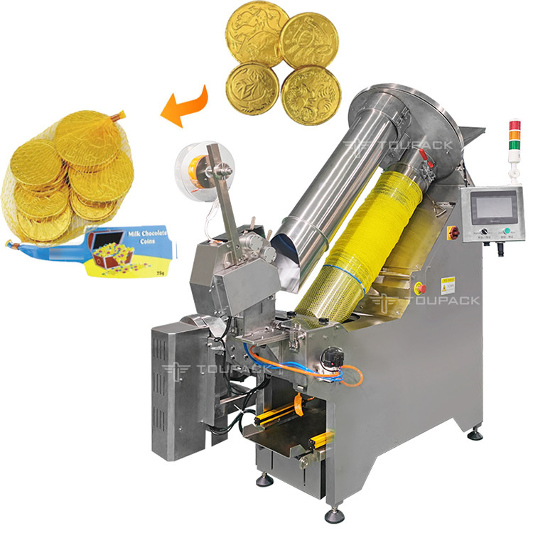 Macchina di imballaggio automatico per sacchetti a rete per monete d'oro