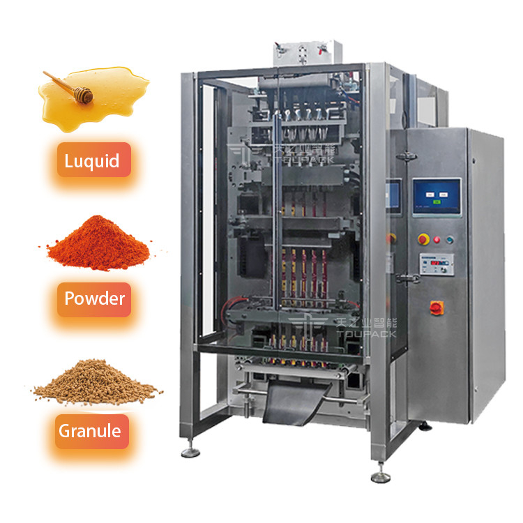 Macchina di imballaggio verticale a più file per salsa liquida, gel sportivo, pasta di cioccolato, maionese, condensato di miele