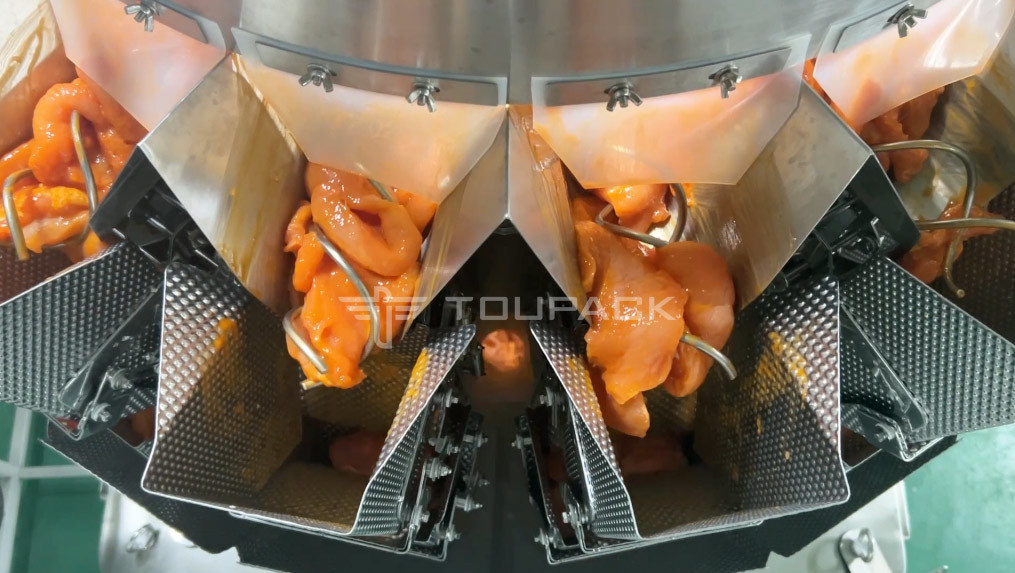 Pollo fresco ovino carne di maiale carne di manzo Pesatrice multi-testa 14 teste Vattone Macchina di riempimento di carne