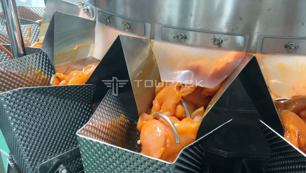 Pollo fresco ovino carne di maiale carne di manzo Pesatrice multi-testa 14 teste Vattone Macchina di riempimento di carne