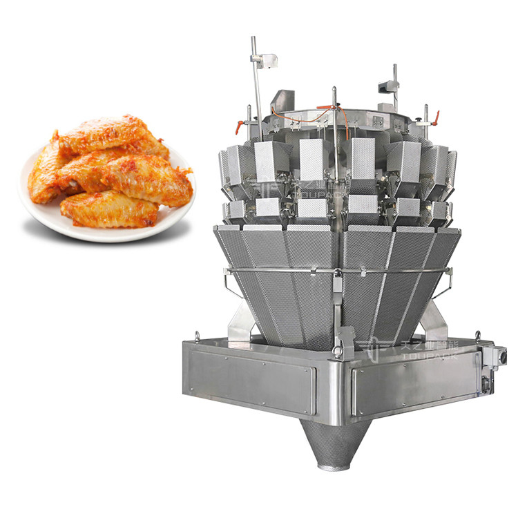 Combinazione di alimentatore a vite automatico Pesatrice di riempimento di alimenti appiccicosi Carne marinata Ali di pollo Pesatrice multi-testa