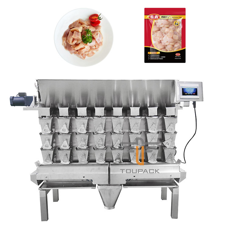 Macchina di imballaggio multifunzionale ad alta velocità 8 teste Pesatrice per cetrioli pollo in pezzi