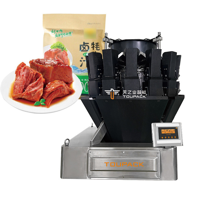 Macchina di imballaggio automatico di carne bovina carne di maiale pollame salsicce alimenti appiccicosi con multi-head pesante sigillatore di imballaggio
