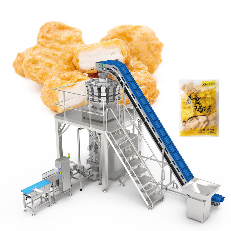 Macchina per imballaggio automatico di alimenti surgelati gnocchi carne di pollo bistecca di carne di manzo macchine per la produzione di sacchetti di pellicola di cibo surgelato