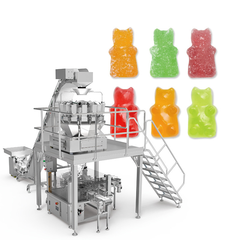 QQ Candy Gummies Cheese Sticky Screw Multihead Weigher Cookie Automatic Packing Machine Per Zipper Bag Stand Up Bag