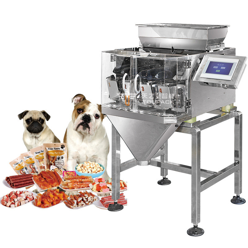 Alimenti per animali domestici bagnati e alimenti per animali domestici asciutti Macchine per imballaggio a più teste per pesare alimenti per cani e gatti con un peso di 120 g 240 g 400 g Macchina per imballaggio in sacchetto da 1 kg