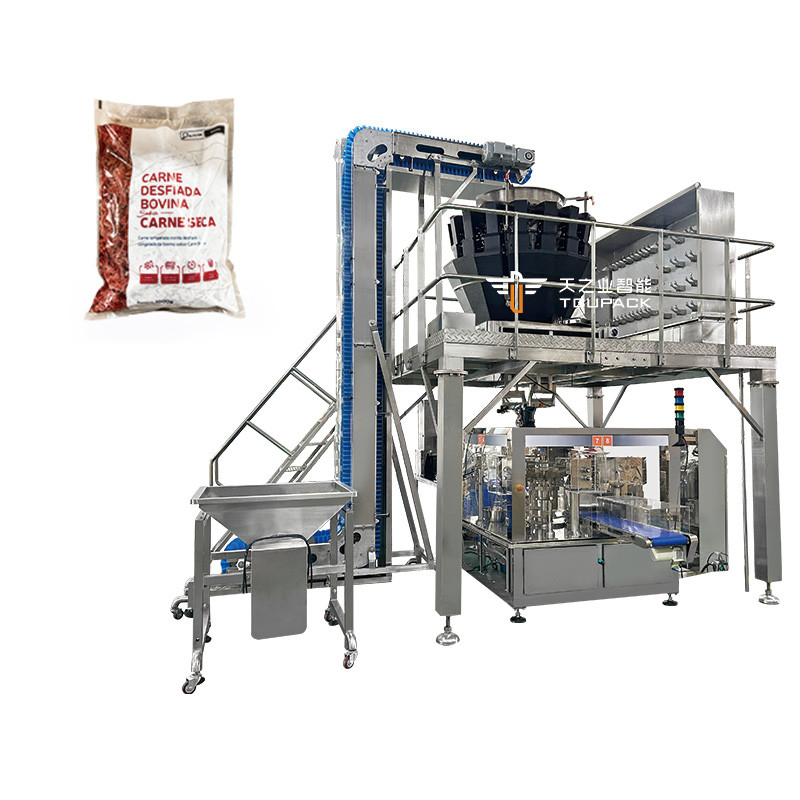 14 Testa multi-testa pesatrice per animali da compagnia Macchina di imballaggio pesce cucciolo cane gatto pianta di pesatura alimentare 120g 240g 400g 1kg Ziplock Packing Machine
