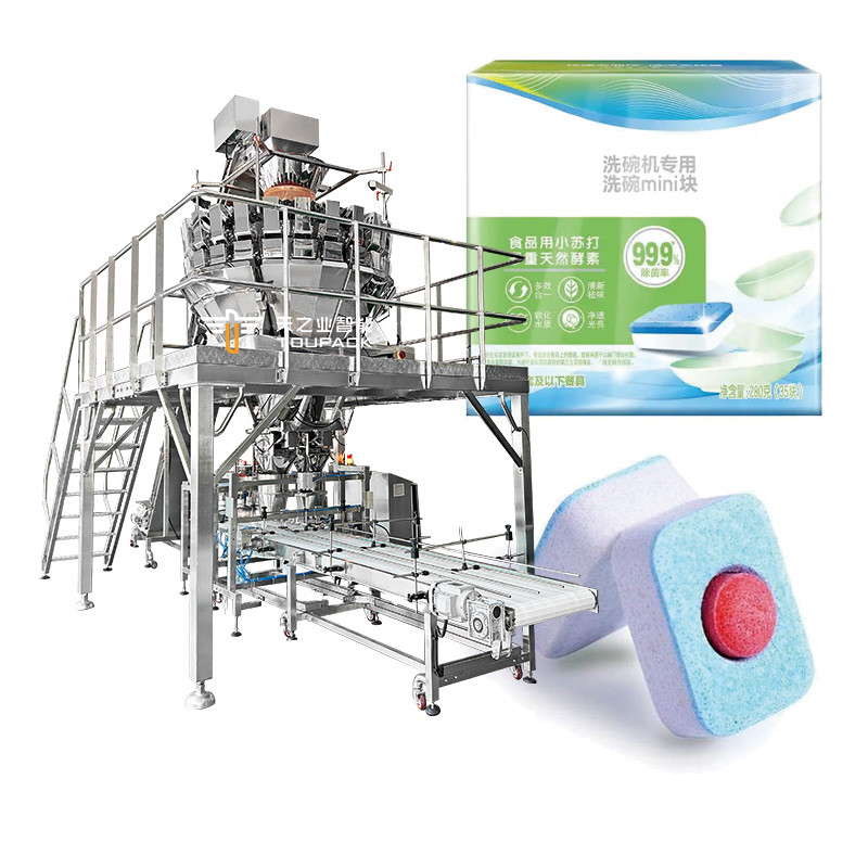 Macchina di imballaggio detersivo compresse Lavatrice di piatti Lavatrice di piatti Lavatrice di compresse Bolse Borsa Lavatrice di piatti Gel Bolse Box Packing Machine