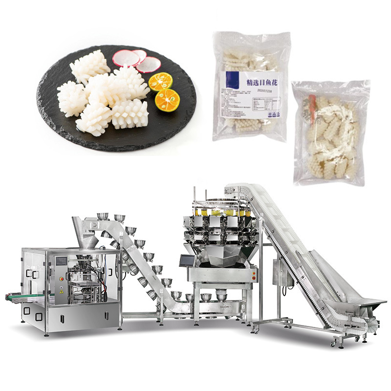 Frozen Vegetable Salad Packing Premade Bag Machine Automatic Zip Lock Pre-made Filling Machine With Frozen Shrimp Zipper Pouch