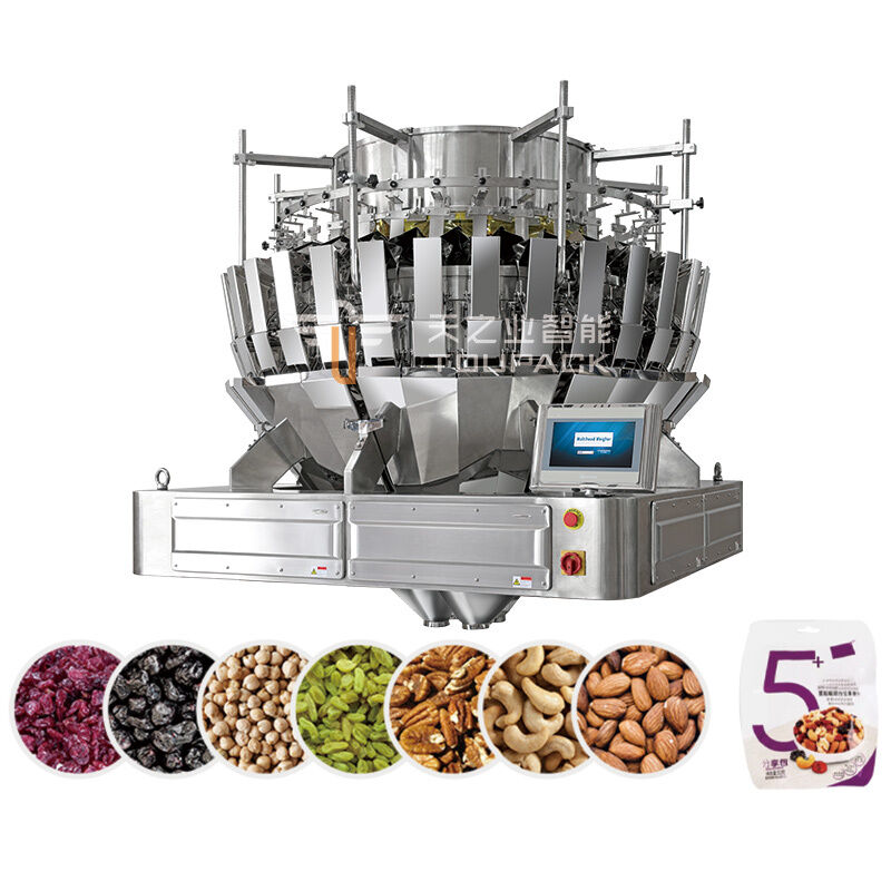 3l or 5l Nuts 14 Head Weigher Vertical Packaging Machine 32 Head Multihead Weigher Dehydrated Fruits Packing Machine