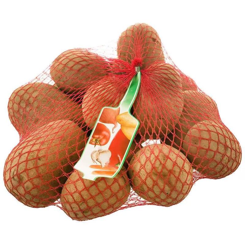 Linea di imballaggio per sacchi industriali a maglia di patate con sacchetto di riempimento automatico per pesatrici e inseritore di tag
