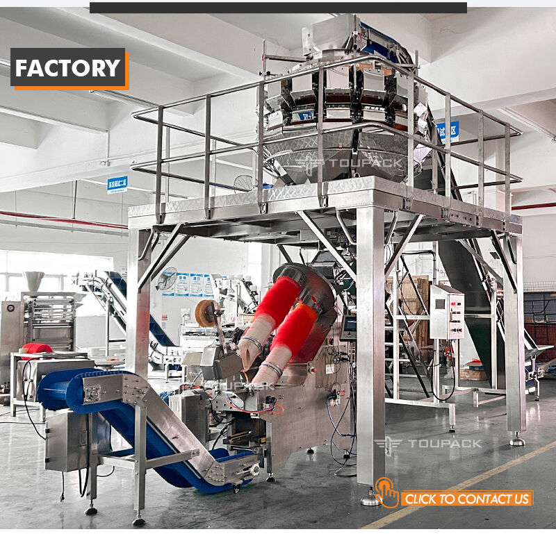 Linea di imballaggio per sacchi industriali a maglia di patate con sacchetto di riempimento automatico per pesatrici e inseritore di tag