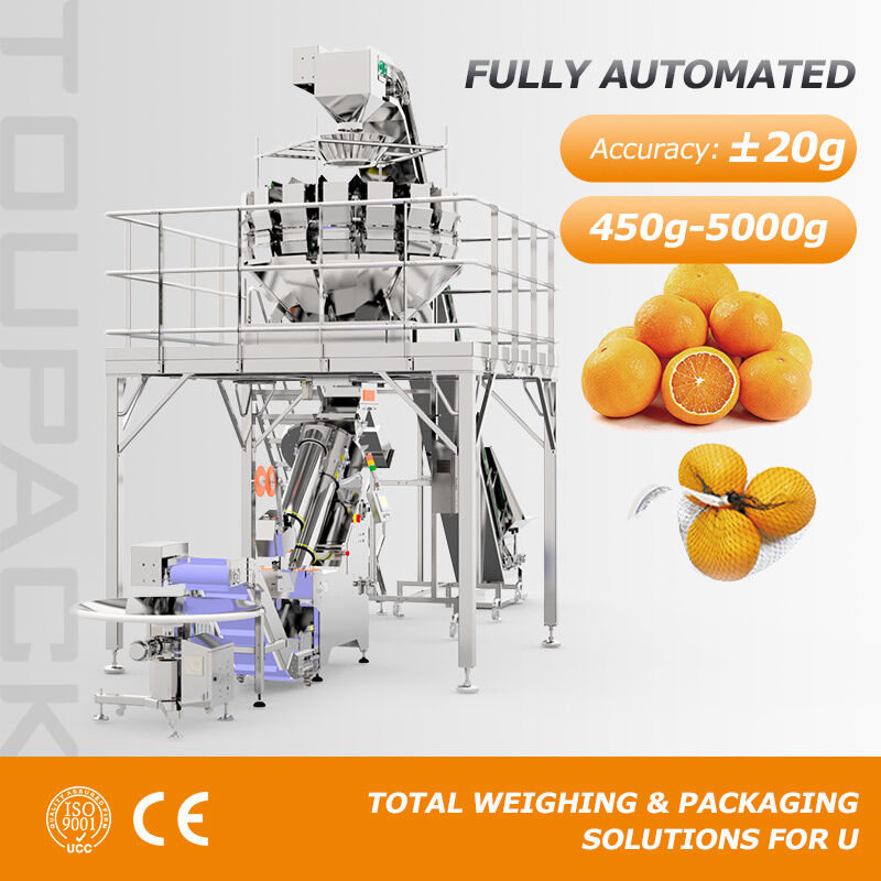 Sistema automatico di pesatura della frutta e confezionamento in sacchetti di rete | Soluzione di imballaggio per sacchetti in rete ad alta velocità