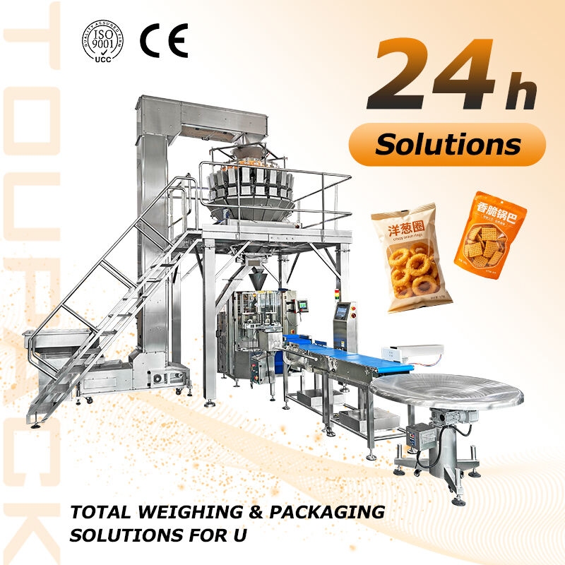 Linea di confezionamento di alimenti soffiati di alta qualità con pesatrice multitesta, 30-60 sacchetti/min