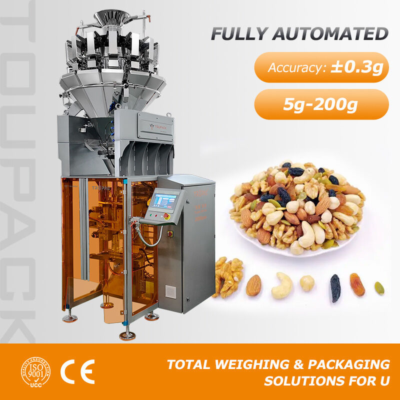 Macchina di imballaggio automatico VFFS per imballaggi alimentari con multihead pesante 20-200 confezioni al minuto sistema di pesatura ad alta precisione