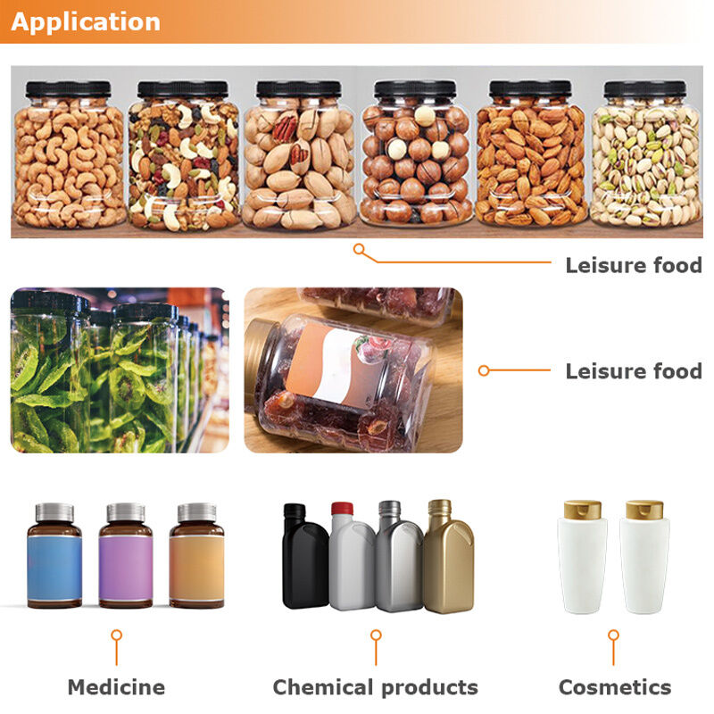 Pesatrice automatica a scatti ad alta velocità e riempitrice di lattine di plastica per snack di carne secca di pollo, manzo, maiale