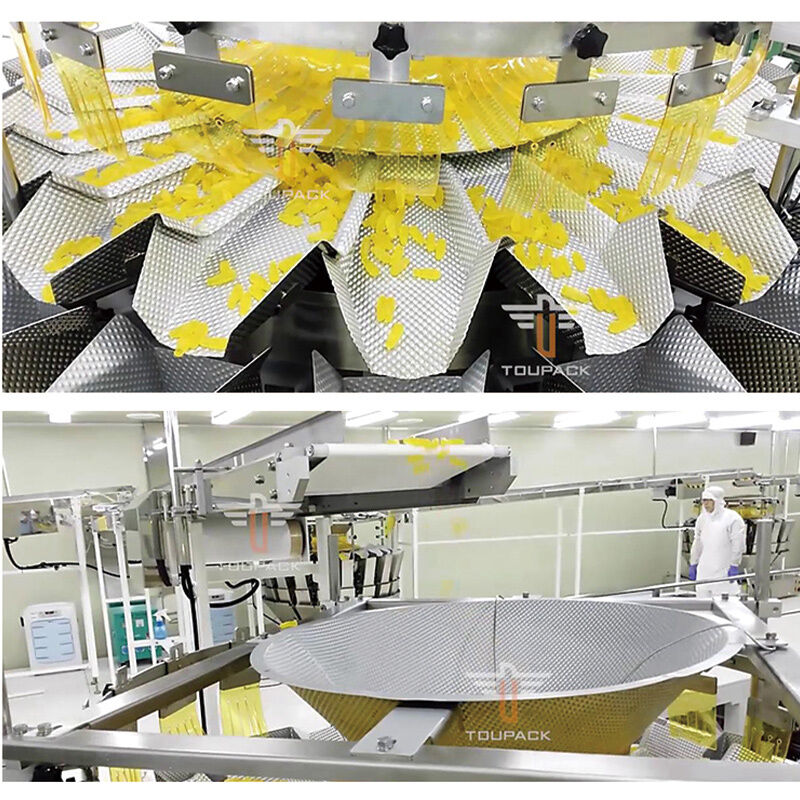 Linea di confezionamento automatica del riempimento di barattoli di plastica con pesatrice multitesta per lattine di popcorn e noci di caramelle