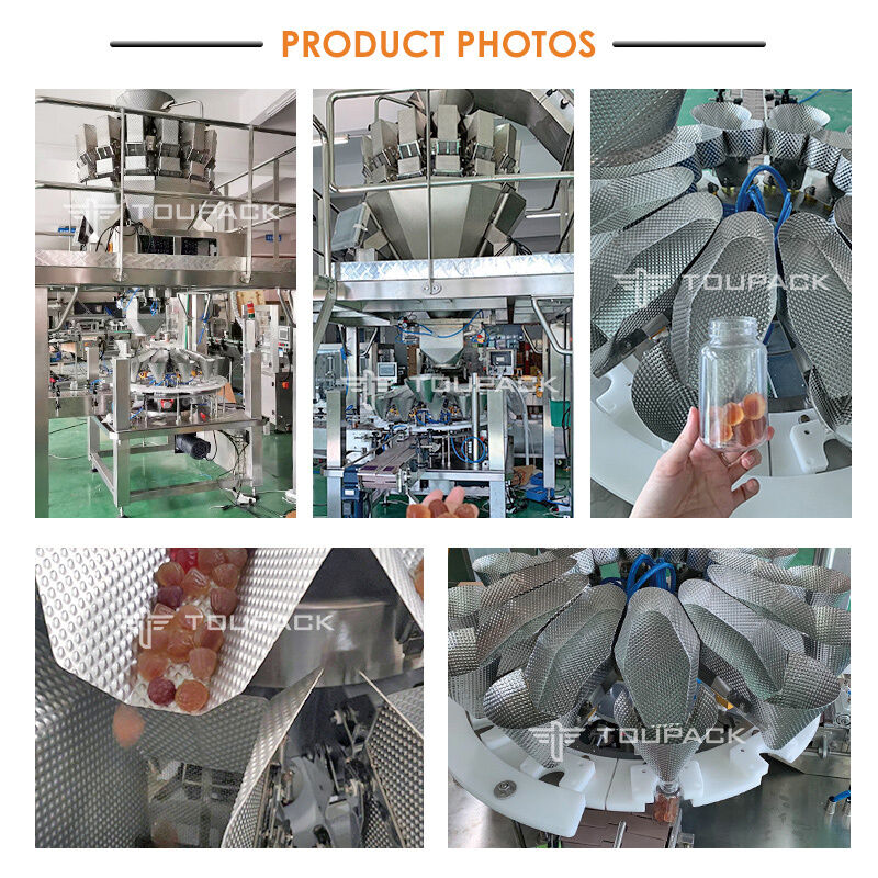 Linea di confezionamento automatica del riempimento di barattoli di plastica con pesatrice multitesta per lattine di popcorn e noci di caramelle