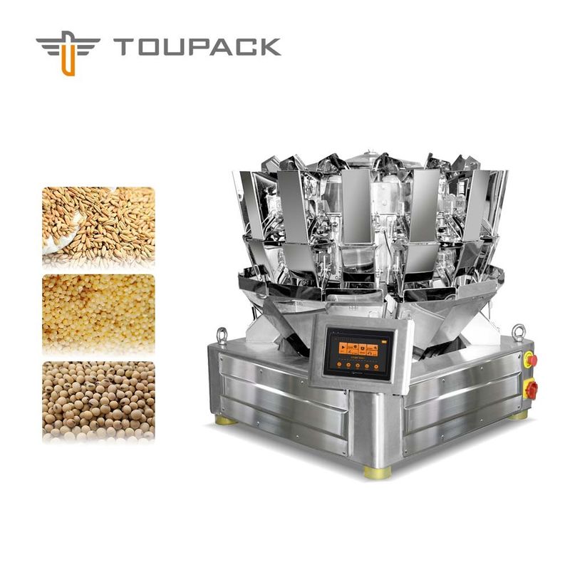 Cereale capo del pesatore del compatto PLC/MCU 10 Multihead, cereale e pasta della flessione del cereale, Candy, seme, dado, macchina imballatrice del biscotto