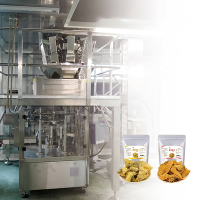 Sistemi d'imballaggio soffiati completamente automatici di Fried Fish Skin Weighing And della macchina di rifornimento dell'alimento