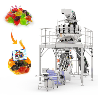 Macchina del ritaglio di Jelly Mesh Bag Packaging Machine 500g-5kg della frutta con il pesatore di Multihead