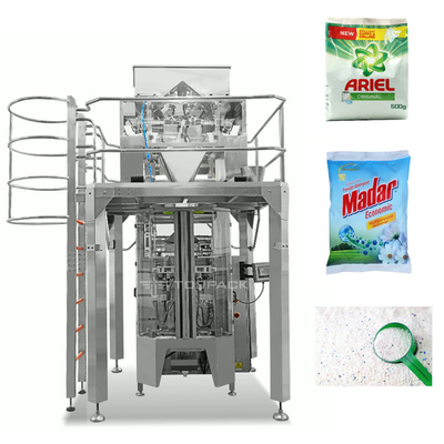 Macchina di imballaggio con sacchetto di polvere da lavaggio Multihead Pesatura di biancheria Lavatorio Macchina di riempimento con sacchetto di polvere detergente