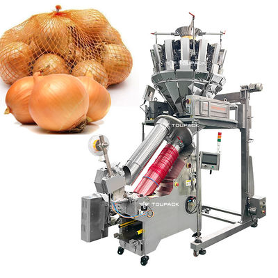 Macchine di imballaggio automatiche per la confezione di sacchetti a maglia di patate Macchine di imballaggio automatiche per la confezione di sacchetti a maglia di patate per frutta e verdura