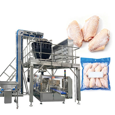 Macchina confezionatrice automatica sottovuoto per alimenti surgelati, buste per alimenti, anelli di calamari, macchina confezionatrice con pesatrice a più teste