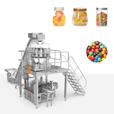 Linea di confezionamento per macchina per l'imballaggio di granuli di prugne secche ad alta precisione in bottiglie di plastica per caramelle, popcorn, snack, barattoli e lattine