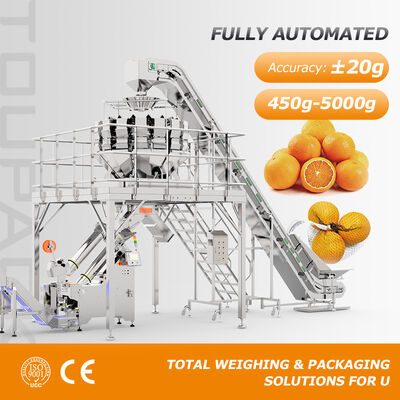Macchina di imballaggio automatico a maglia con velocità di 15-30 sacchetti/min e capacità di 0,45 ~ 5 kg per la cipolla di patata